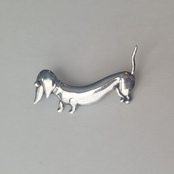 Dachshund Weenie Dog Sterling Pin Silver Doxie Dog Parra Mexico - Picture 8 of 10